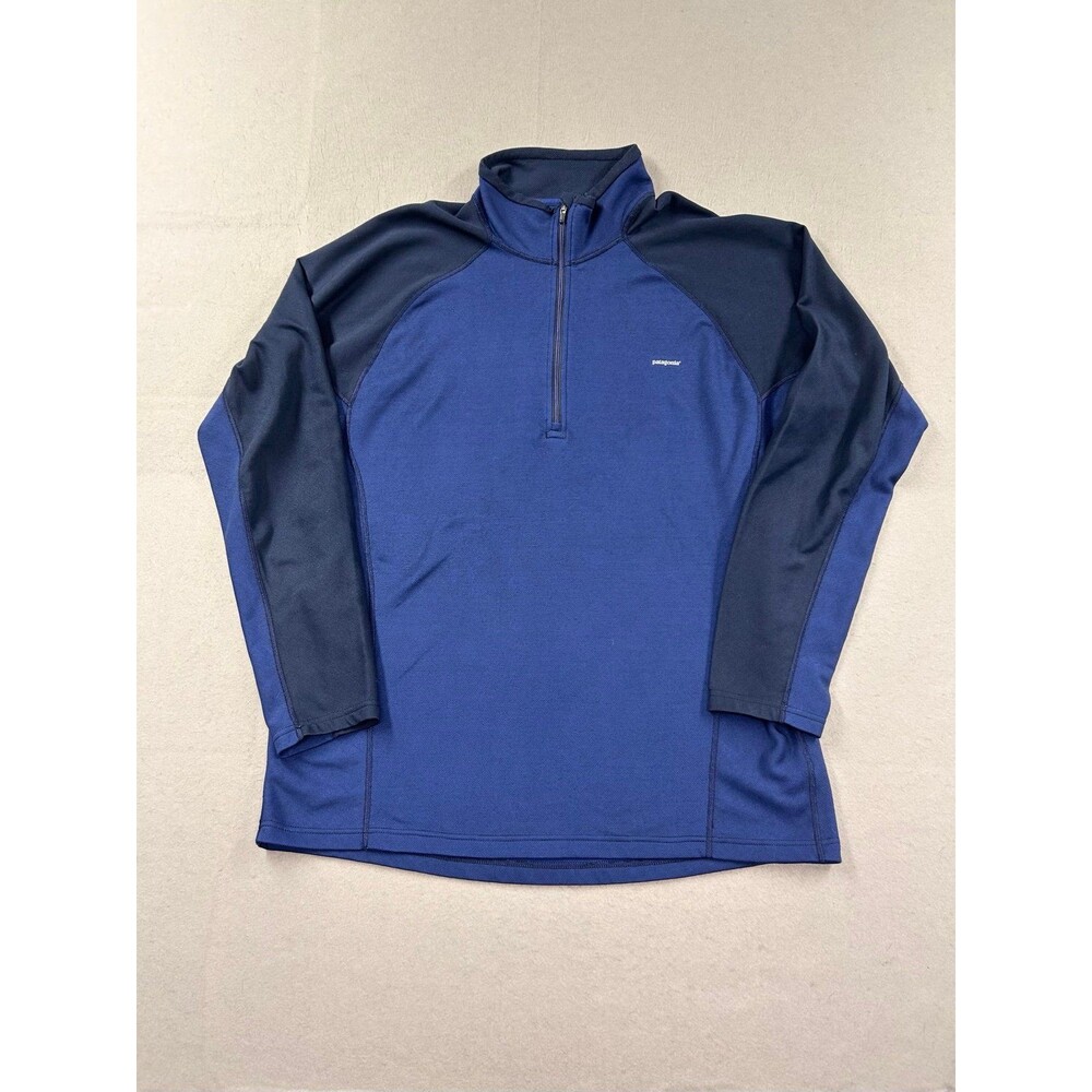 Patagonia Capilene Performance Base Layer 1/4 Zip Top Blue/Navy Polyester SZ XL
